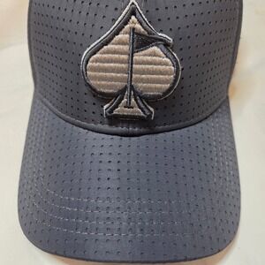 PINS & ACES Men's Performance Dark Gray Perforated Ace Logo Baseball Cap L/ XL